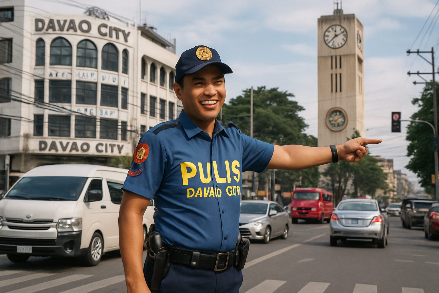 Beyond the Headlines: Unpacking Davao's Reputation as the Safest City 1 Police officer directing traffic in Davao City at a busy intersection.
